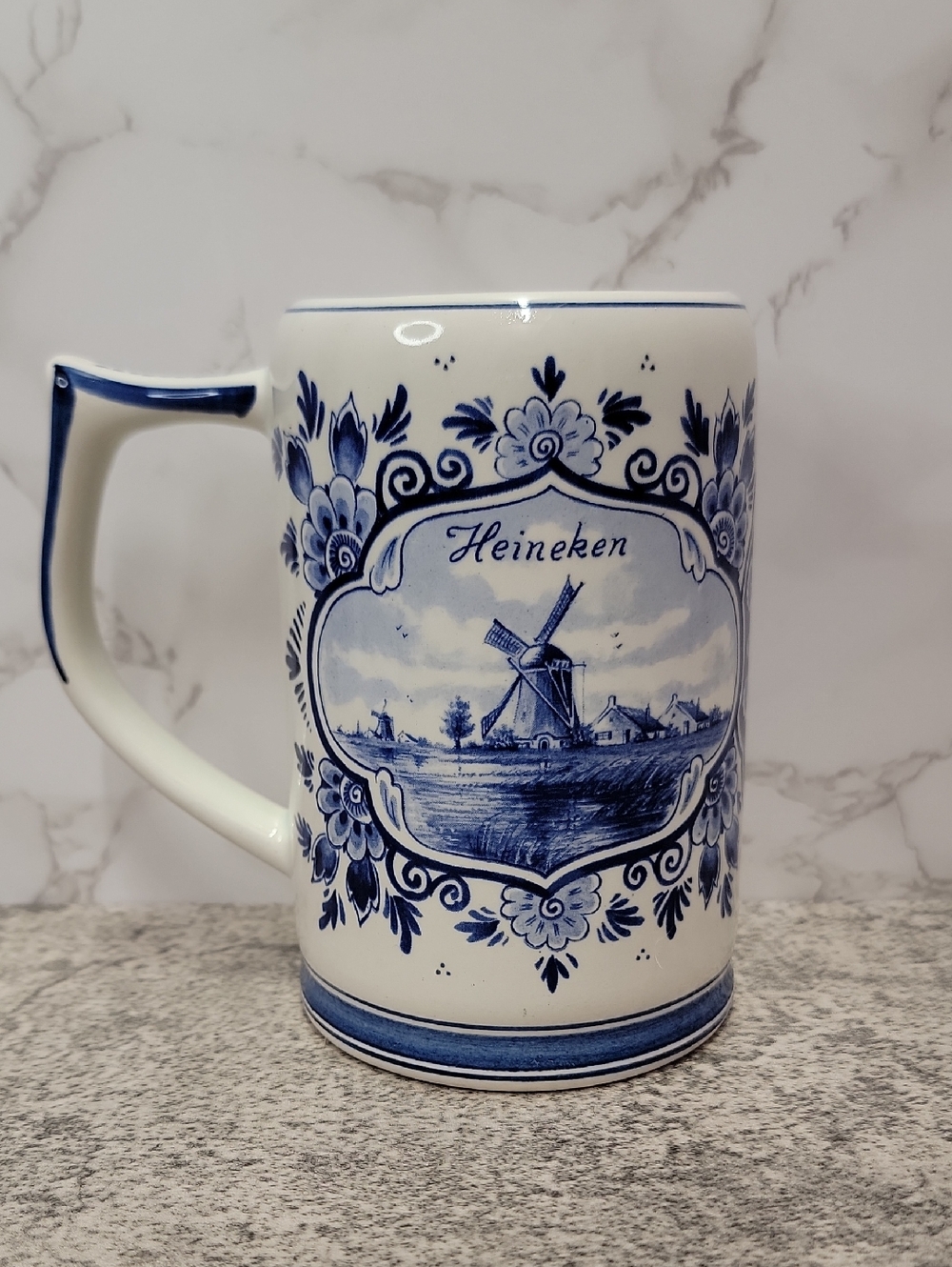 Vintage Heineken Blue Delft Ceramic Beer Stein Mug from Holland - Picture 2 of 14